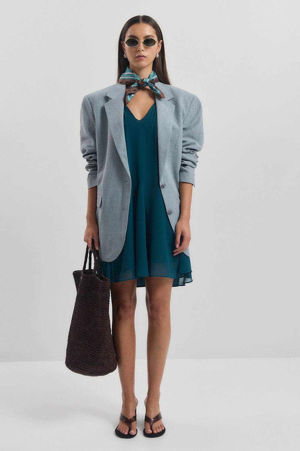 Flowy V Neck Mini Dress