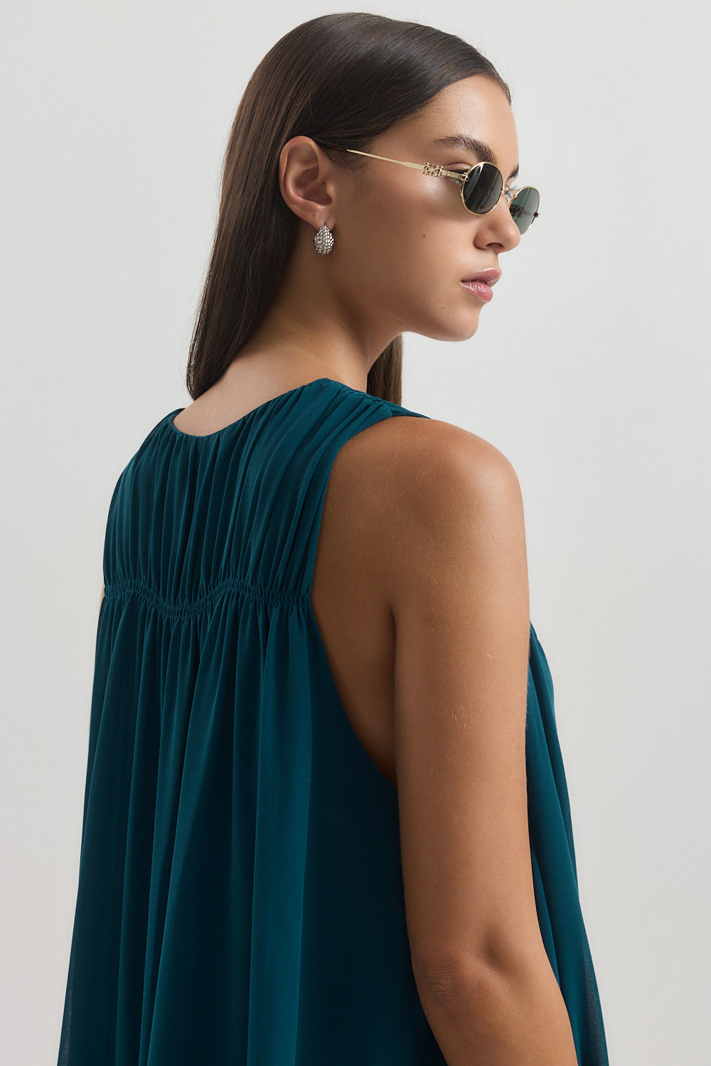 Flowy V Neck Mini Dress