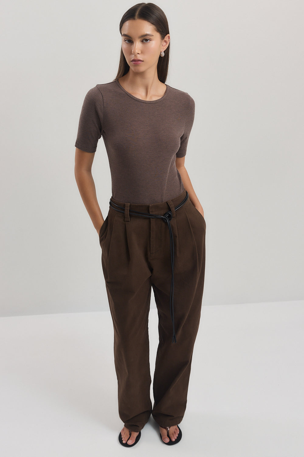 Cotton Pleated Pants