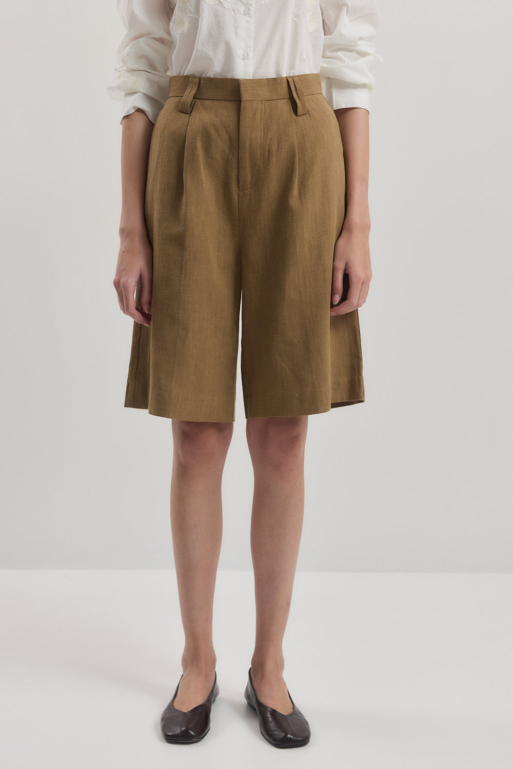 Mid Rise Tailored Bermuda Shorts