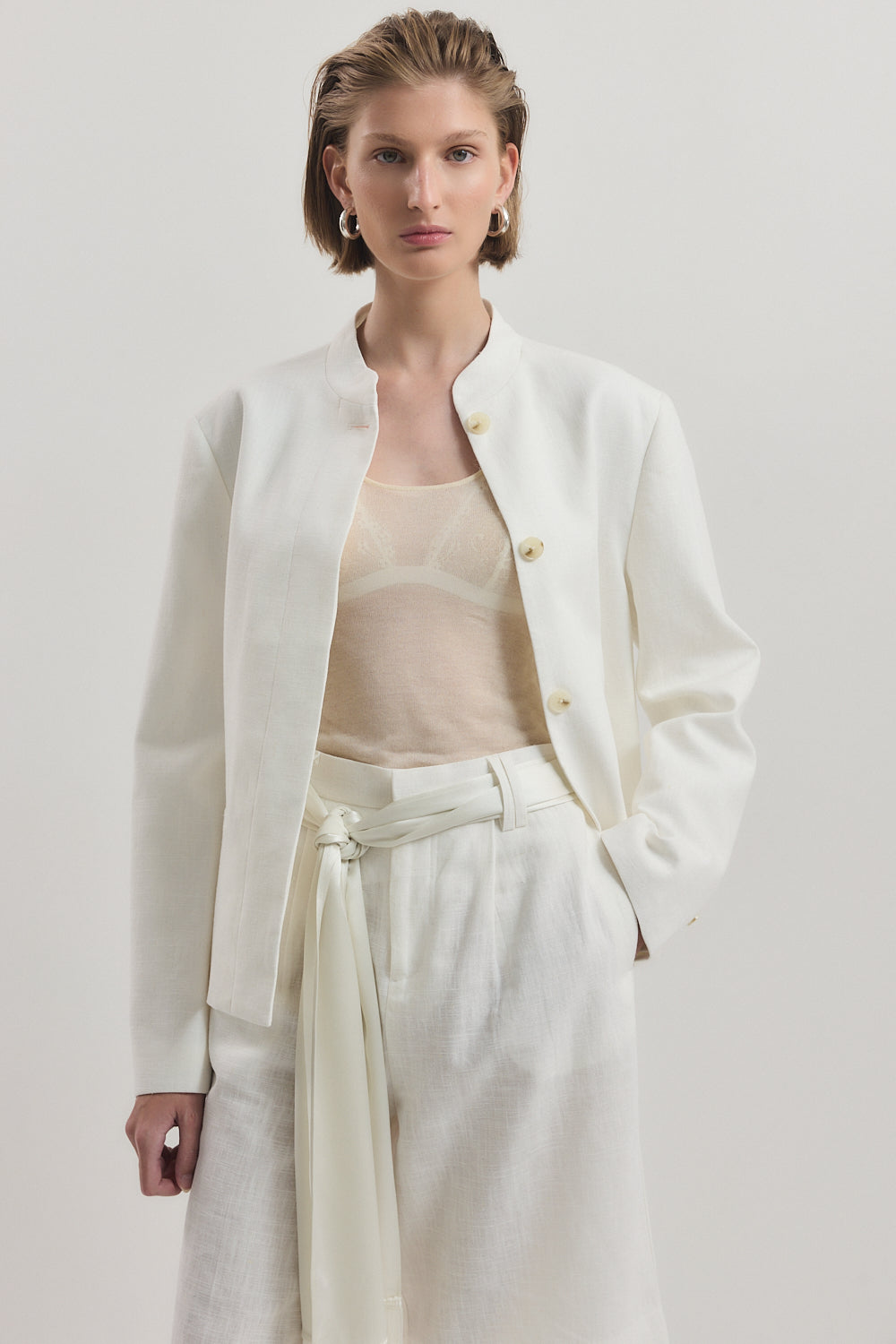 Mandarin Collar Tailored Blazer