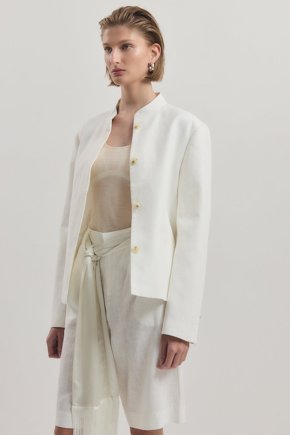 Mandarin Collar Tailored Blazer
