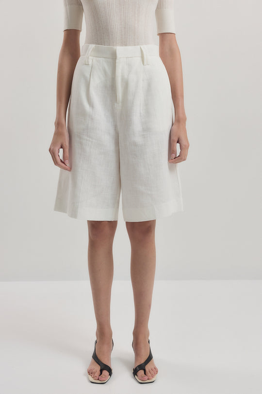 Mid Rise Tailored Bermuda Shorts