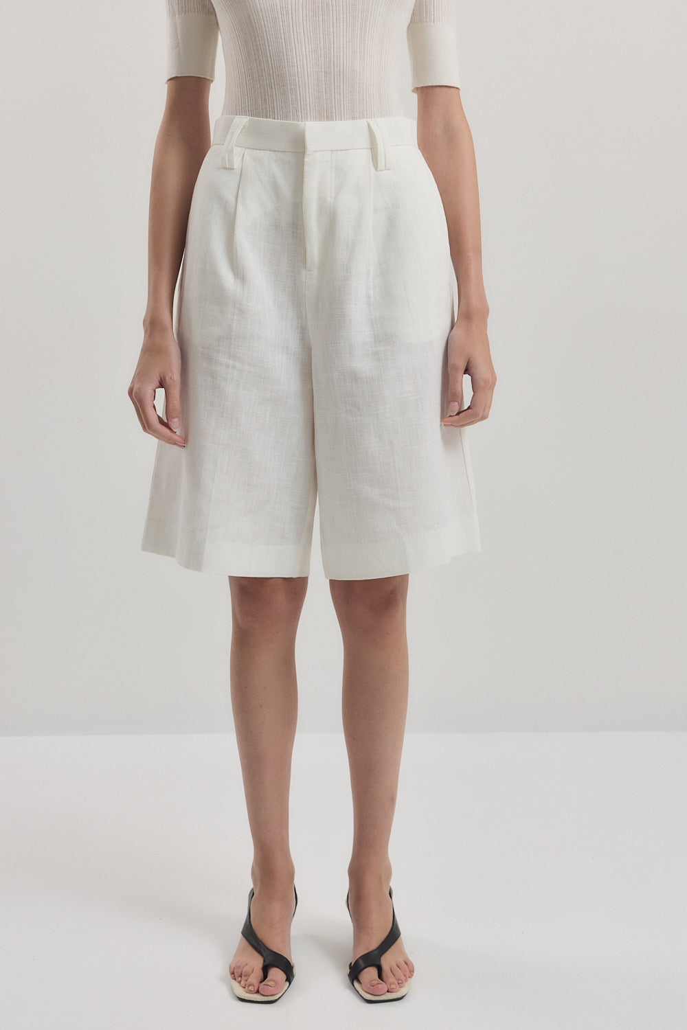 Mid Rise Tailored Bermuda Shorts