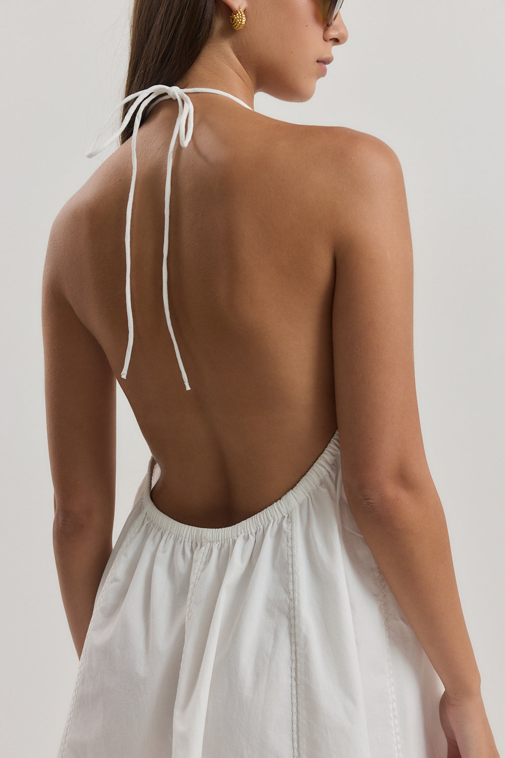 Backless Embroidered Mini Dress