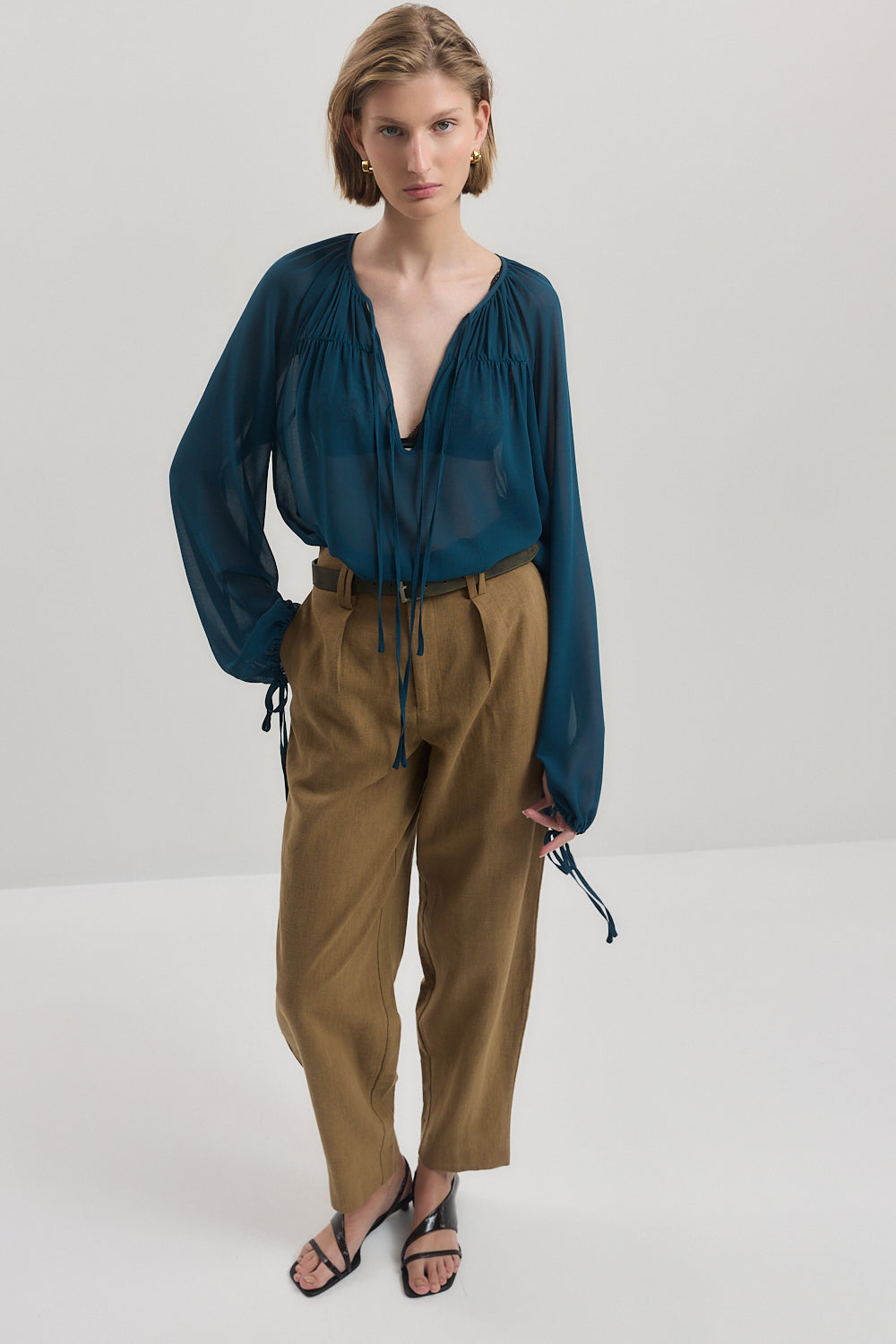 Mid Waist Barrel Pants