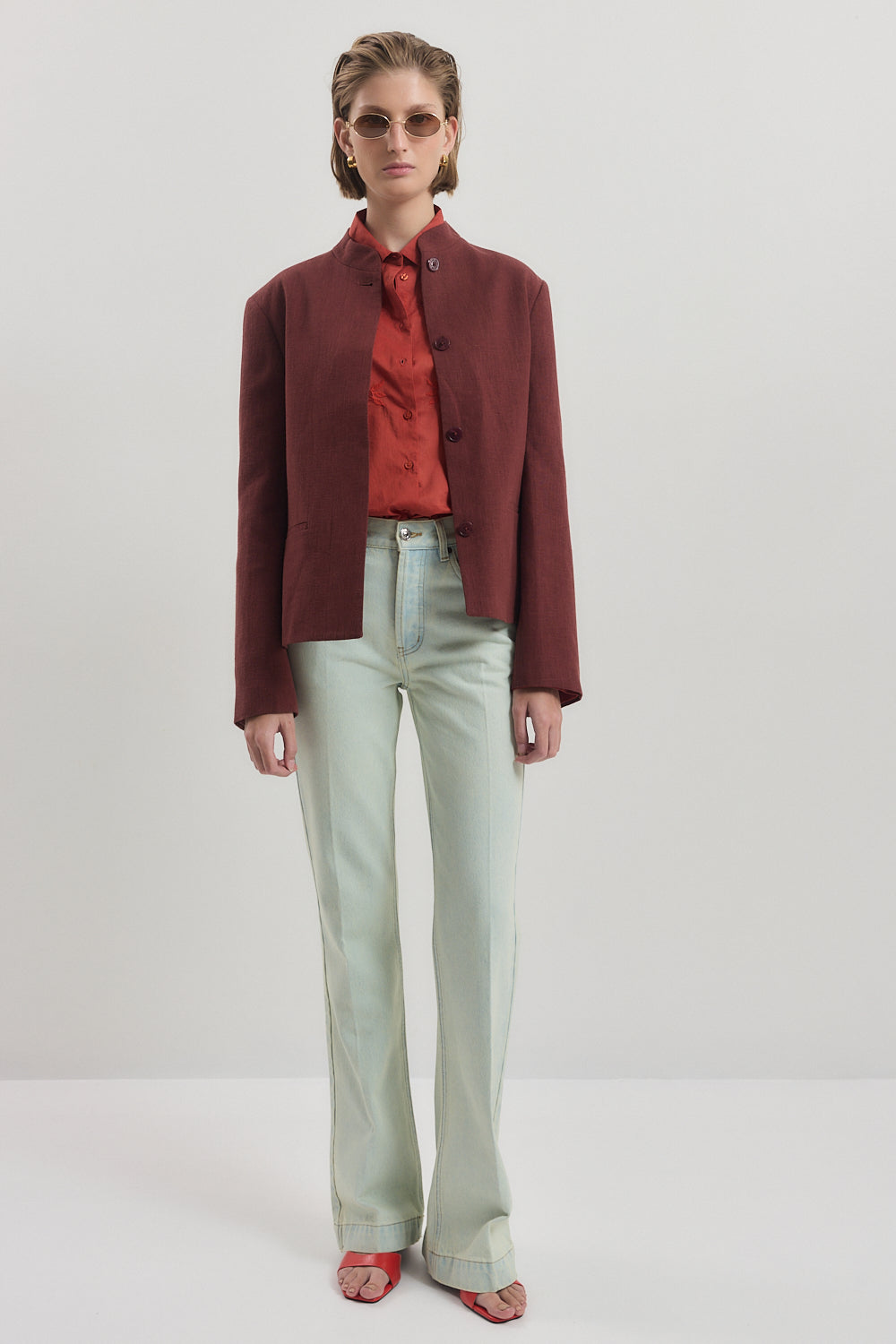 Mandarin Collar Tailored Blazer