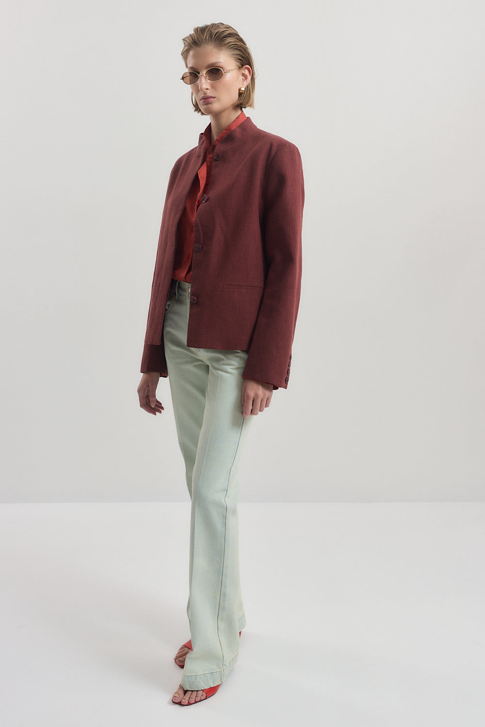 Mandarin Collar Tailored Blazer