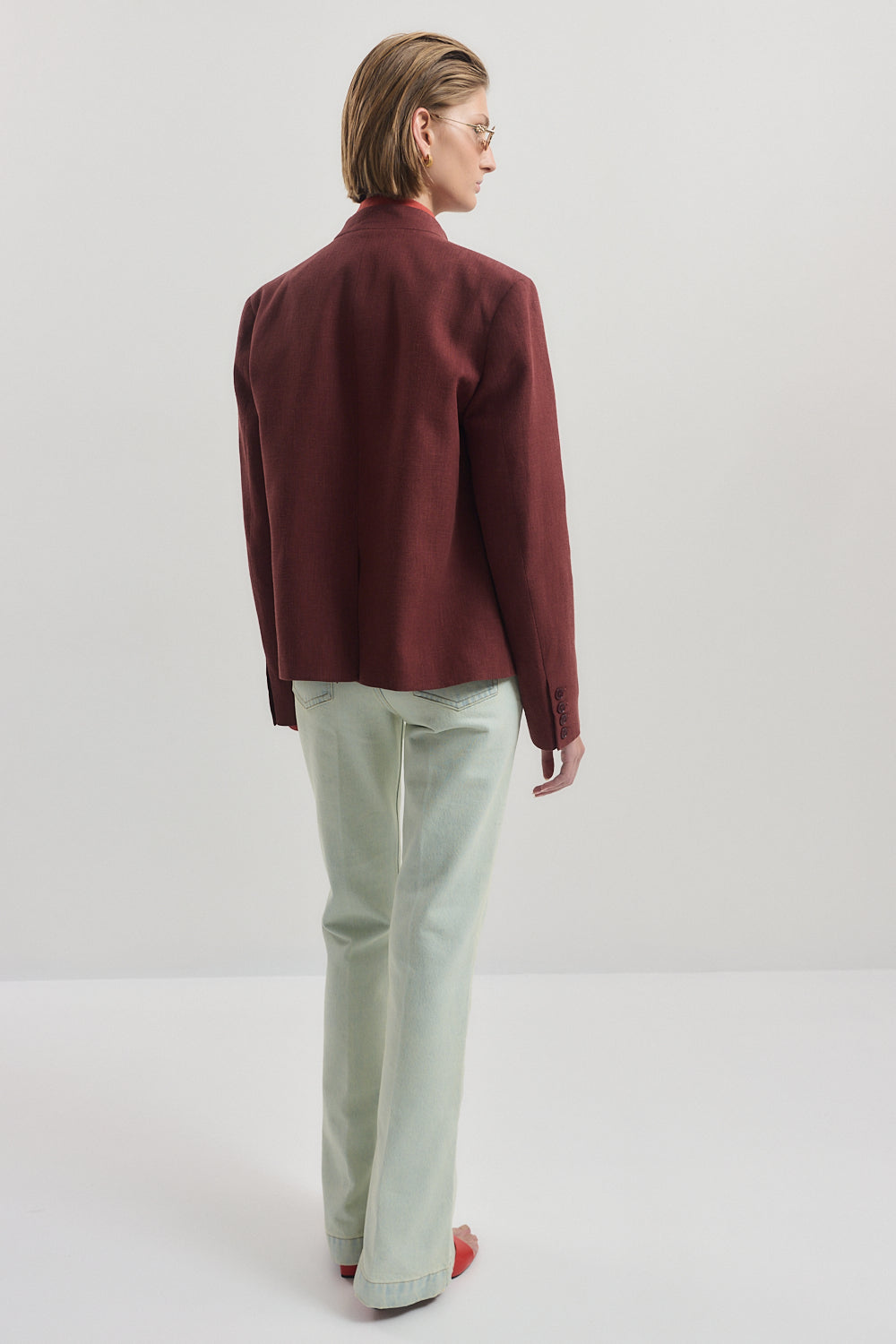 Mandarin Collar Tailored Blazer