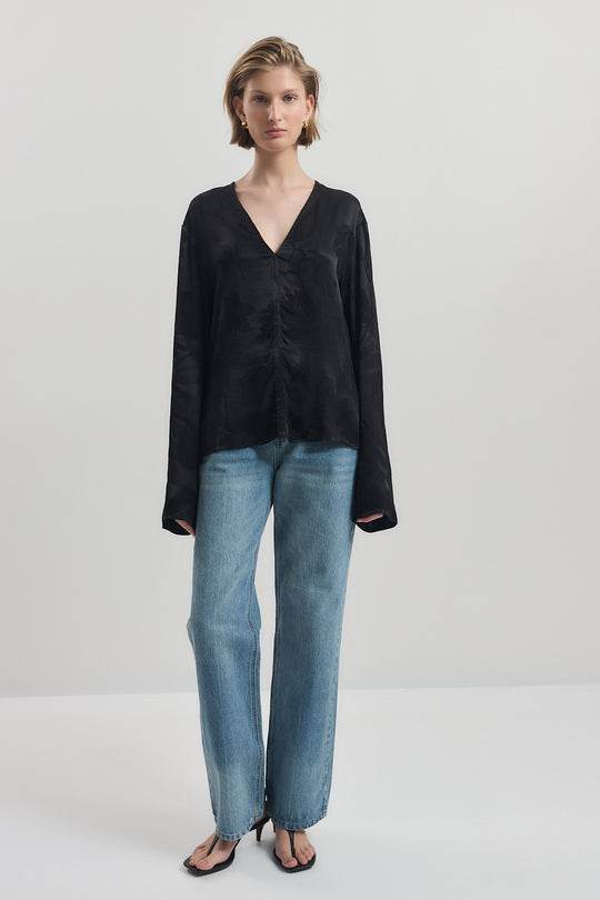 Satin V Neck Blouse