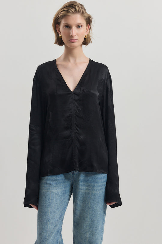 Satin V Neck Blouse