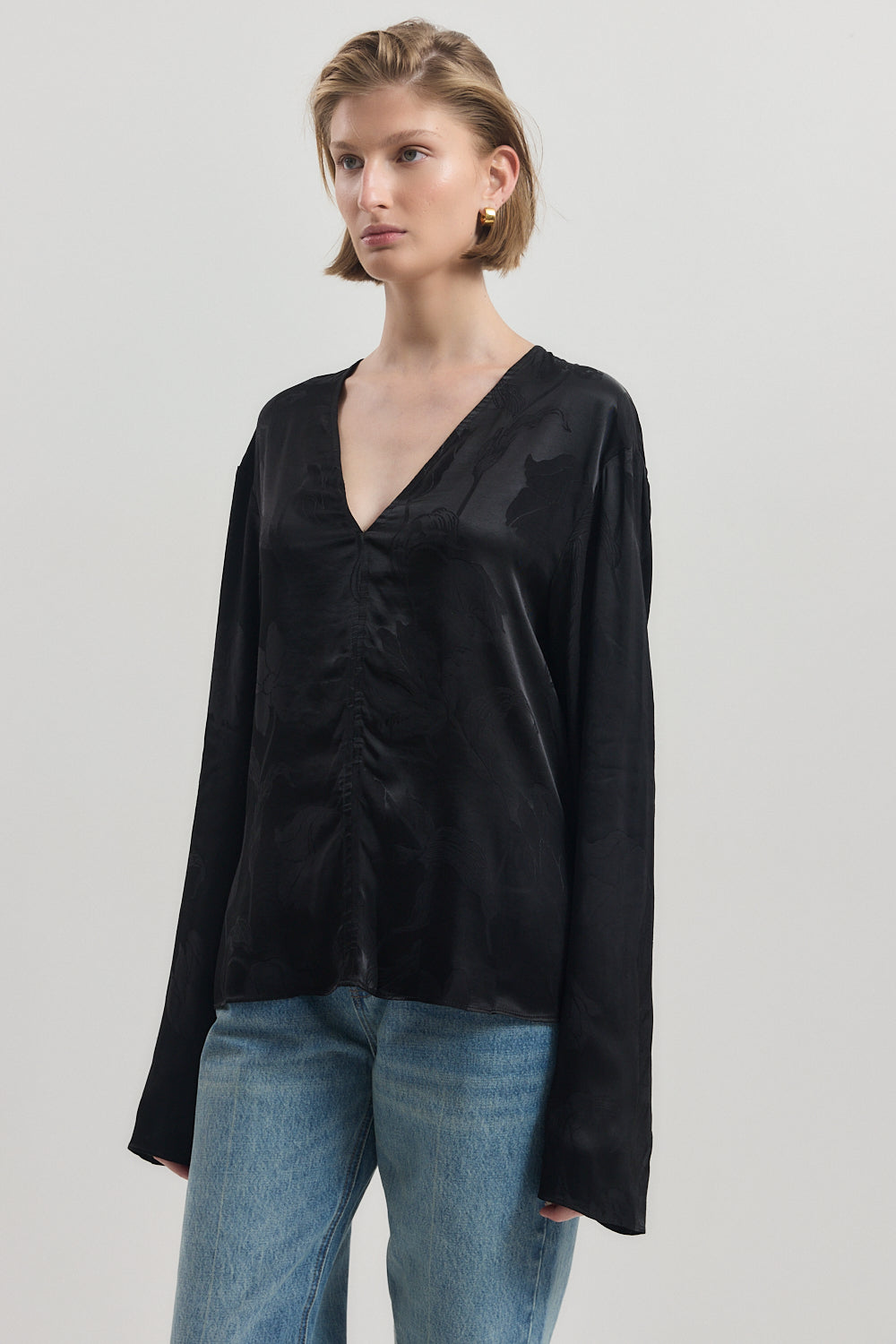 Satin V Neck Blouse