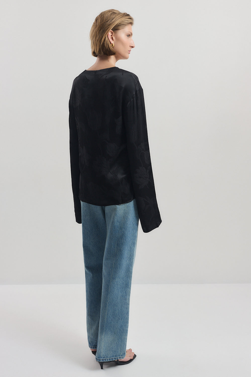 Satin V Neck Blouse