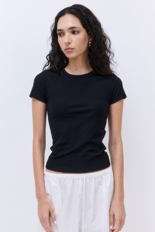 Classic Ribbed Fitted T Shirt