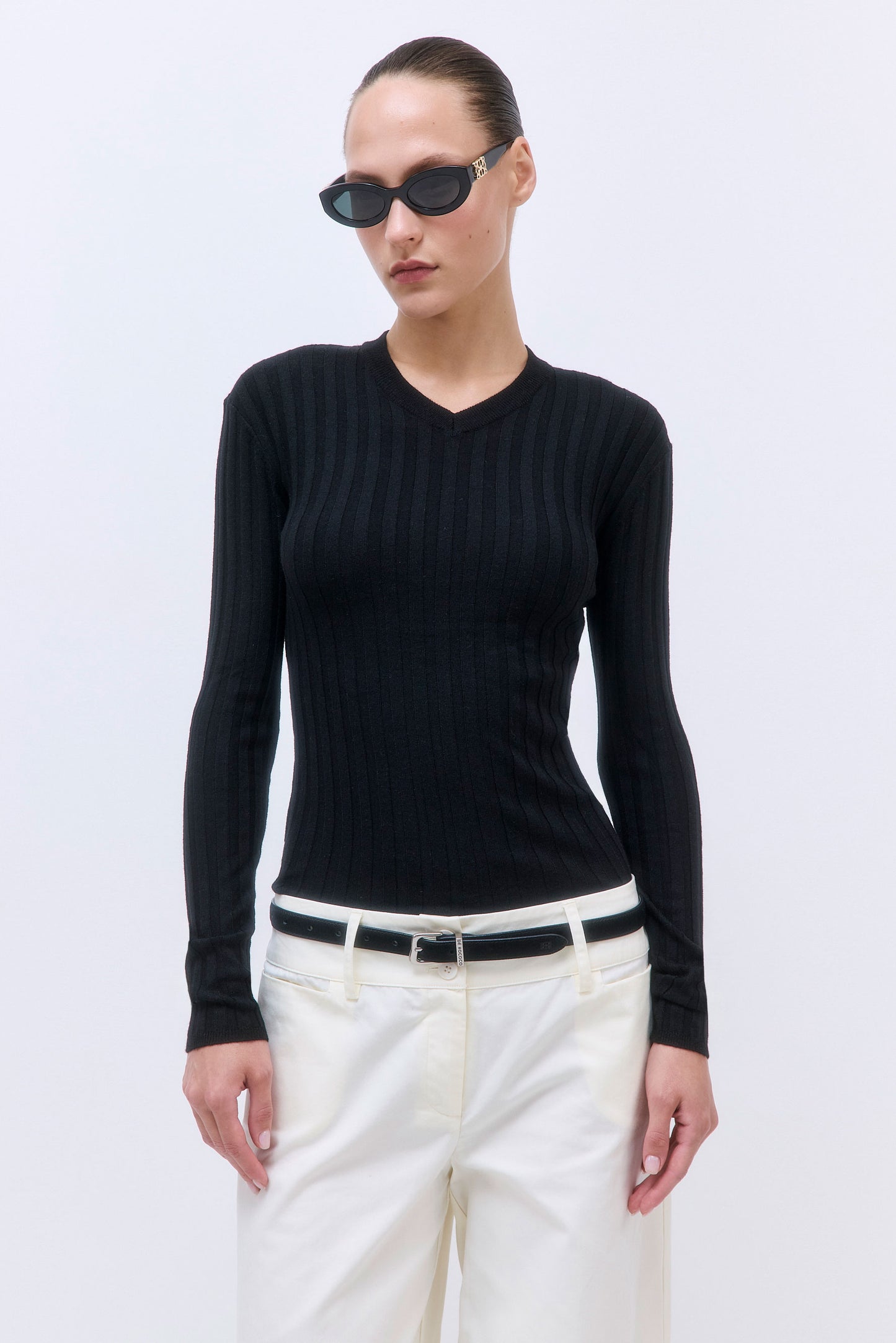 Soft Ribbed V Neck