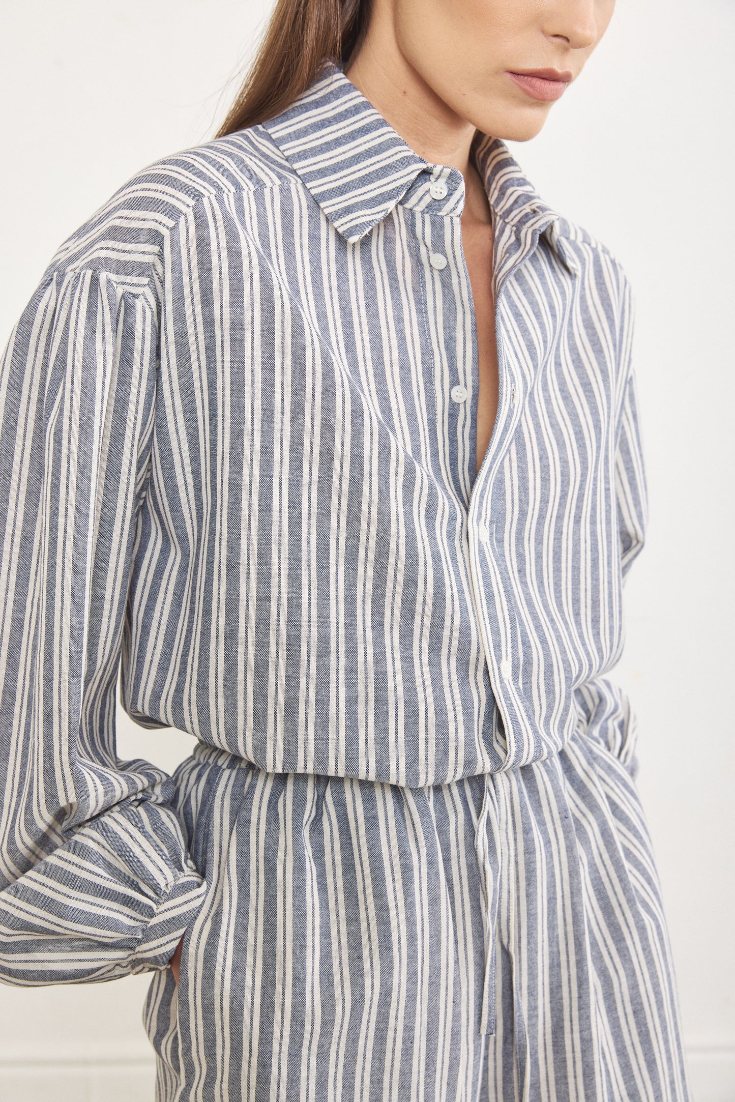 Striped Linen Buttoned Blouse