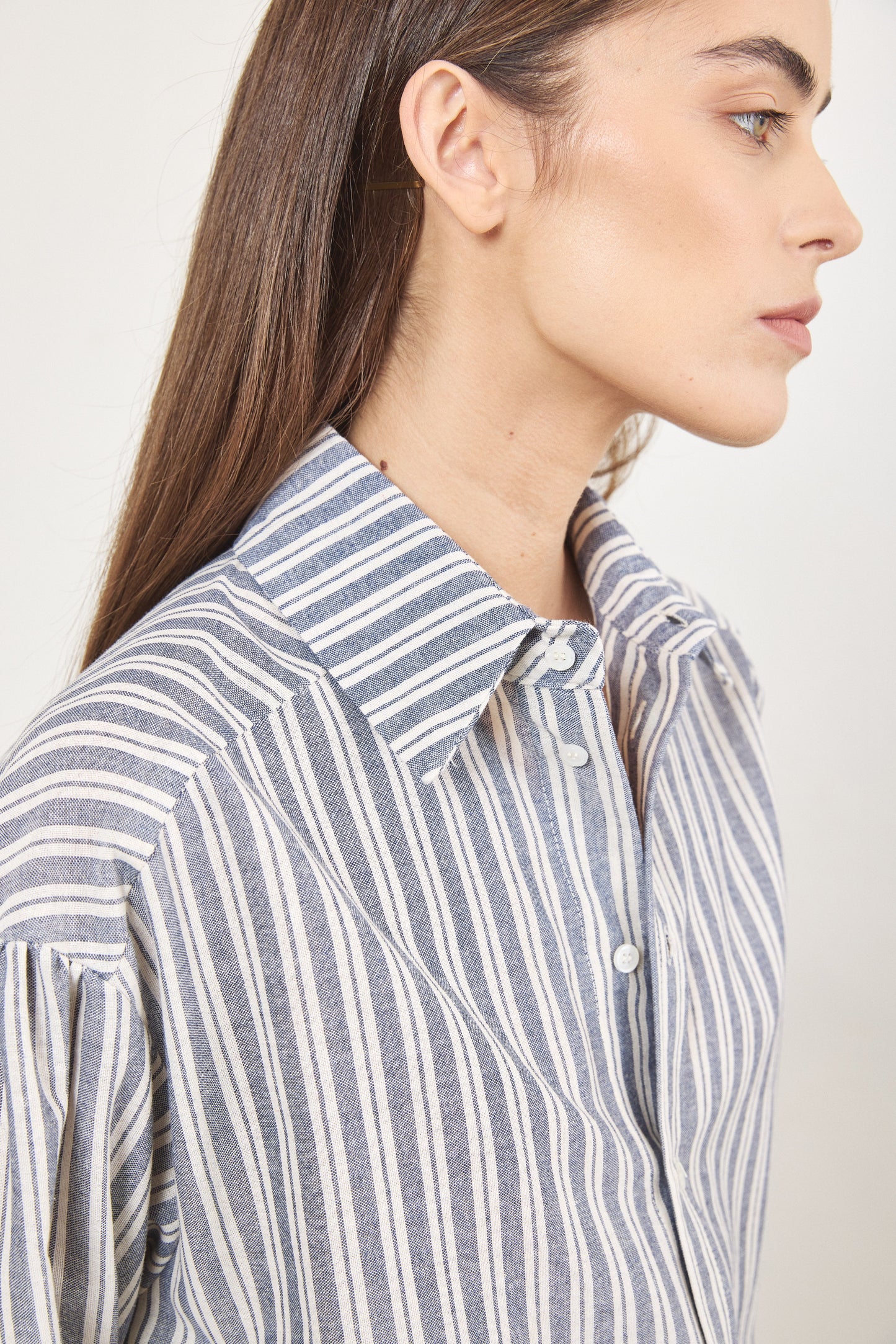 Striped Linen Buttoned Blouse