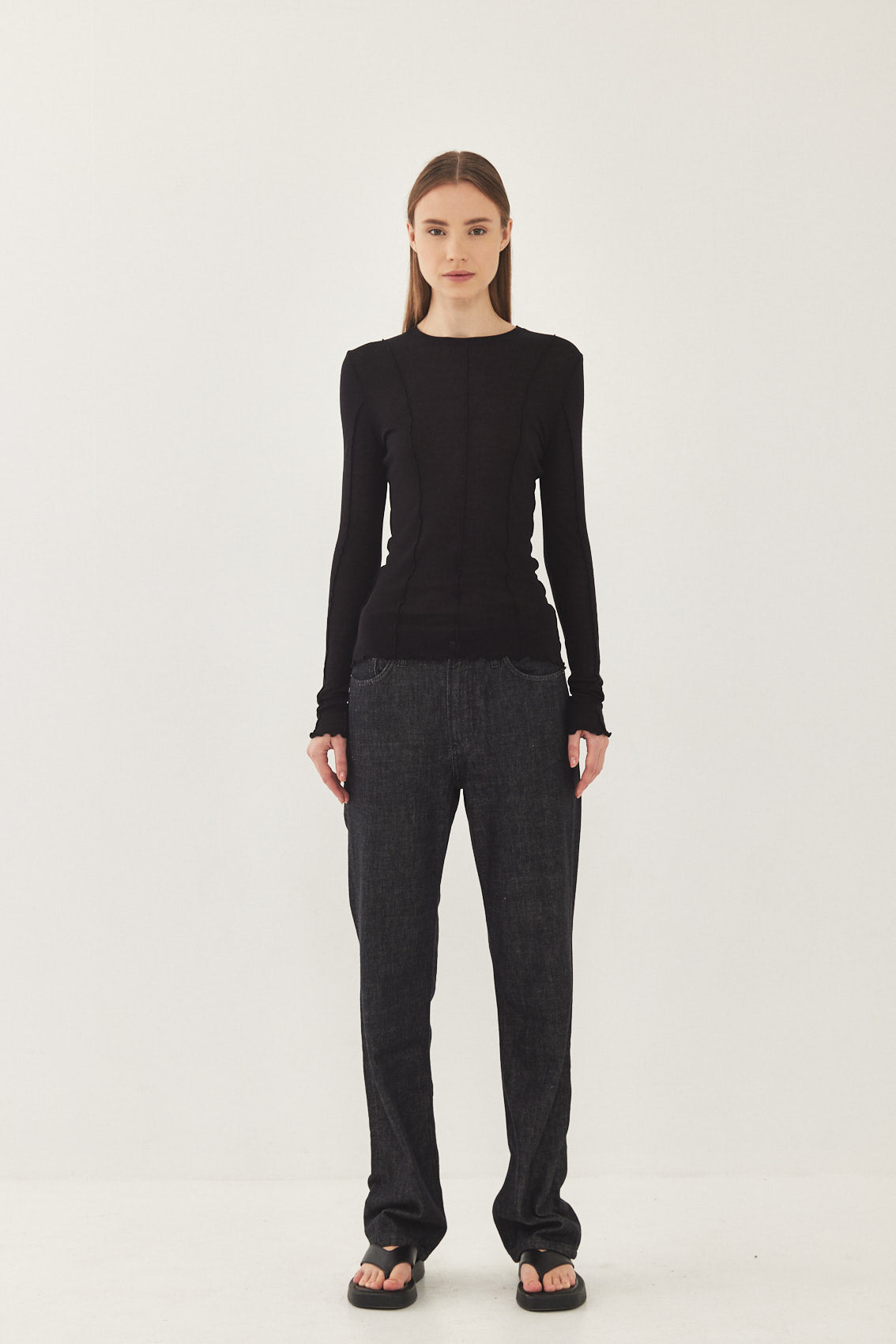 Long Sleeve Soft Curling Sheer Shirt