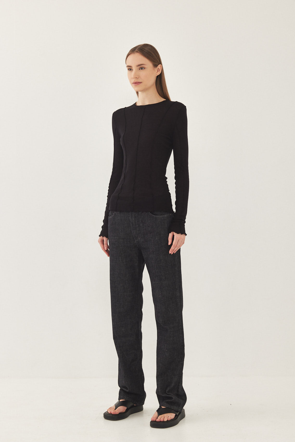 Long Sleeve Soft Curling Sheer Shirt