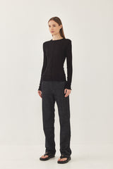Long Sleeve Soft Curling Sheer Shirt