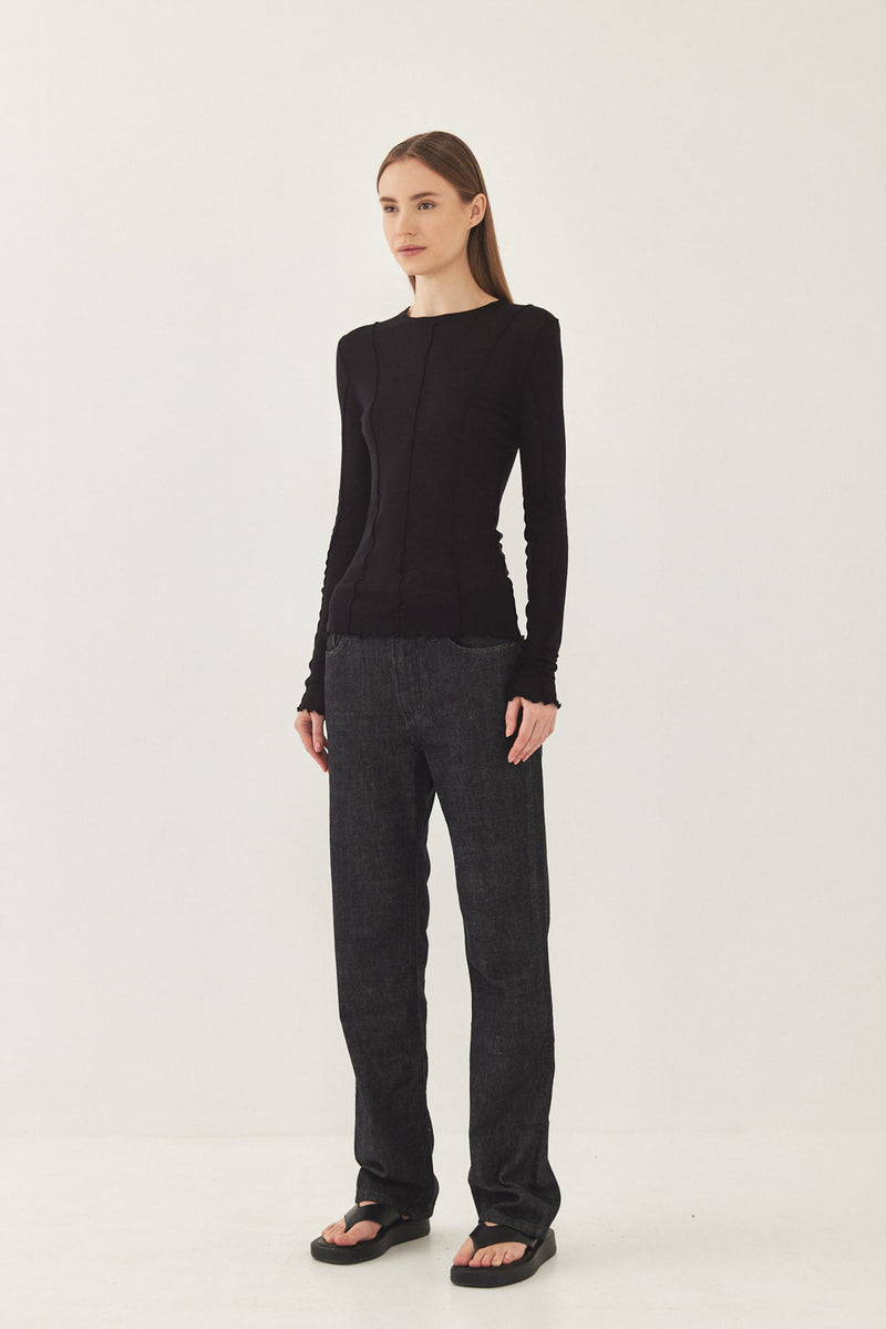 Long Sleeve Soft Curling Sheer Shirt
