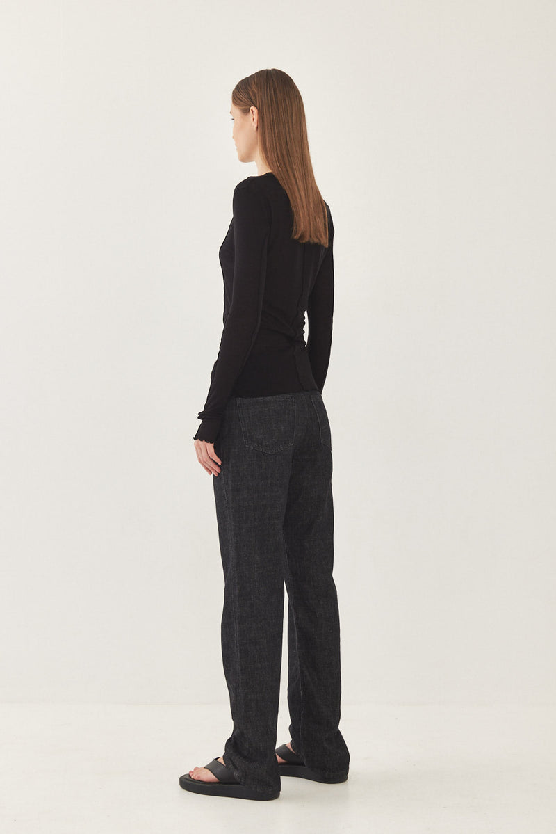Long Sleeve Soft Curling Sheer Shirt