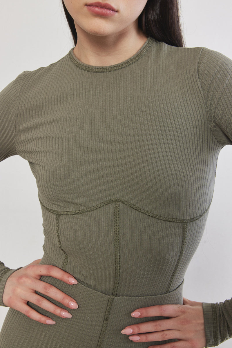 Corset Flat-Lock Ribbed Top
