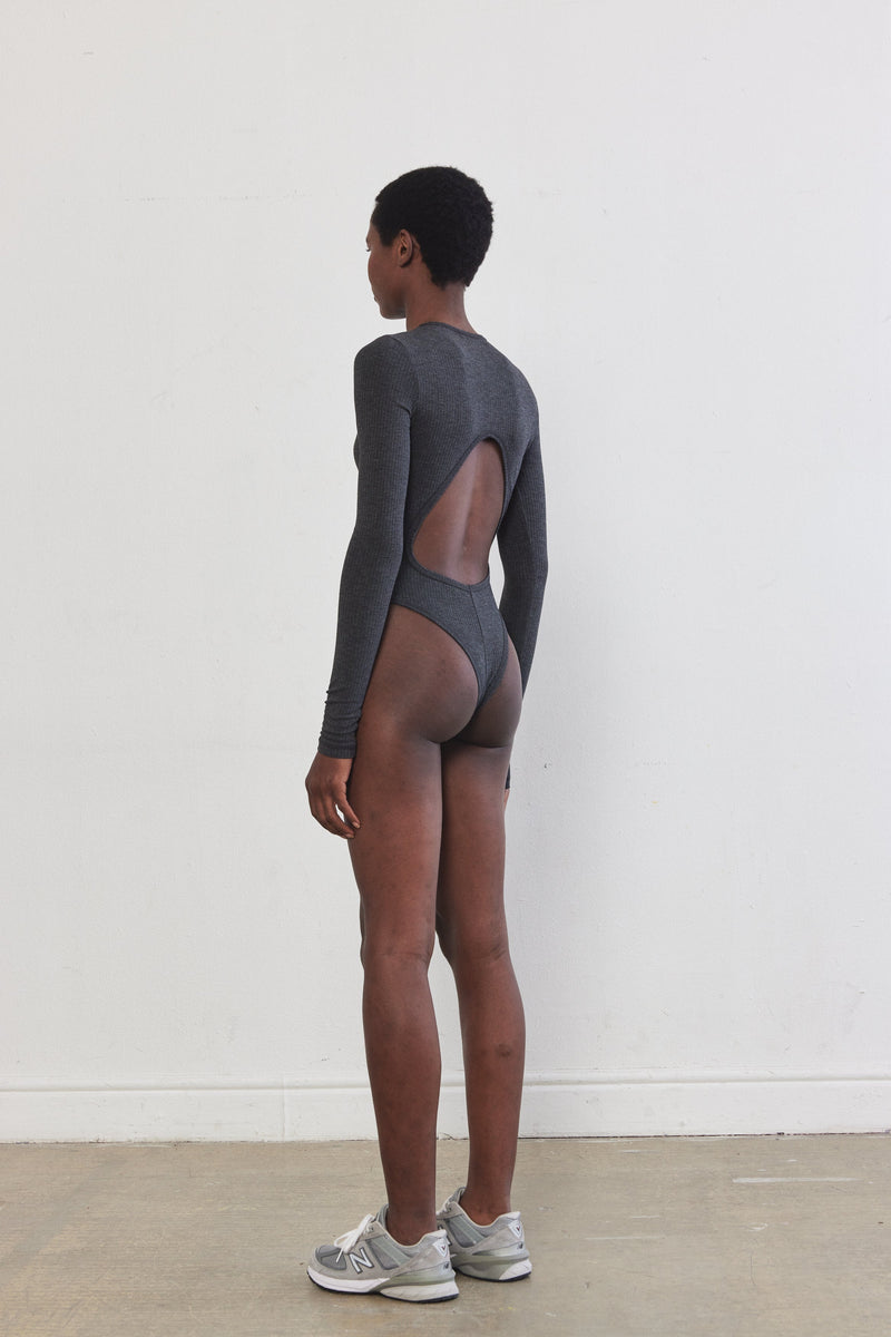Open Back Ribbed Bodysuit
