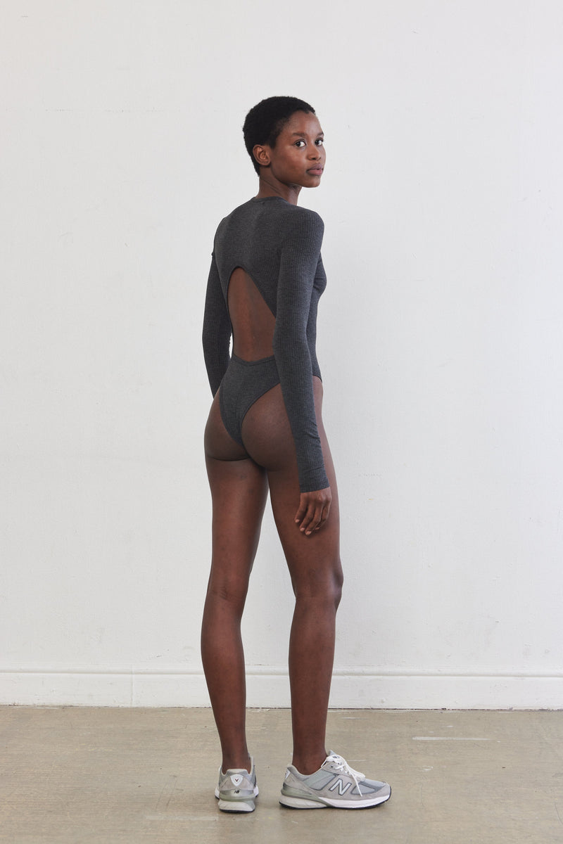 Open Back Ribbed Bodysuit