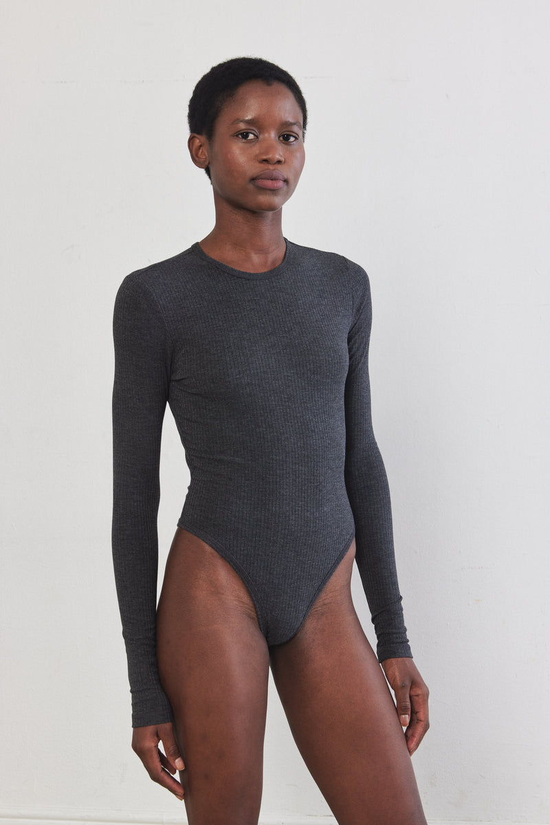 Open Back Ribbed Bodysuit