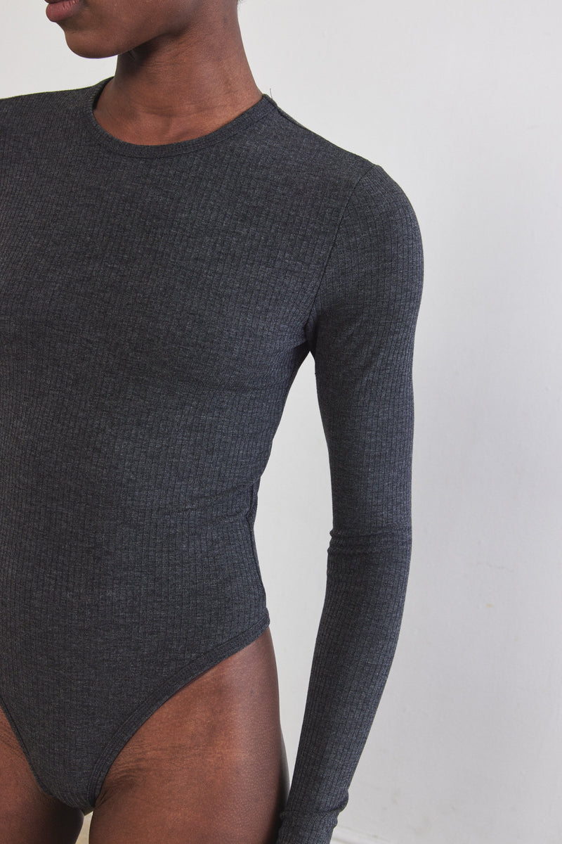 Open Back Ribbed Bodysuit