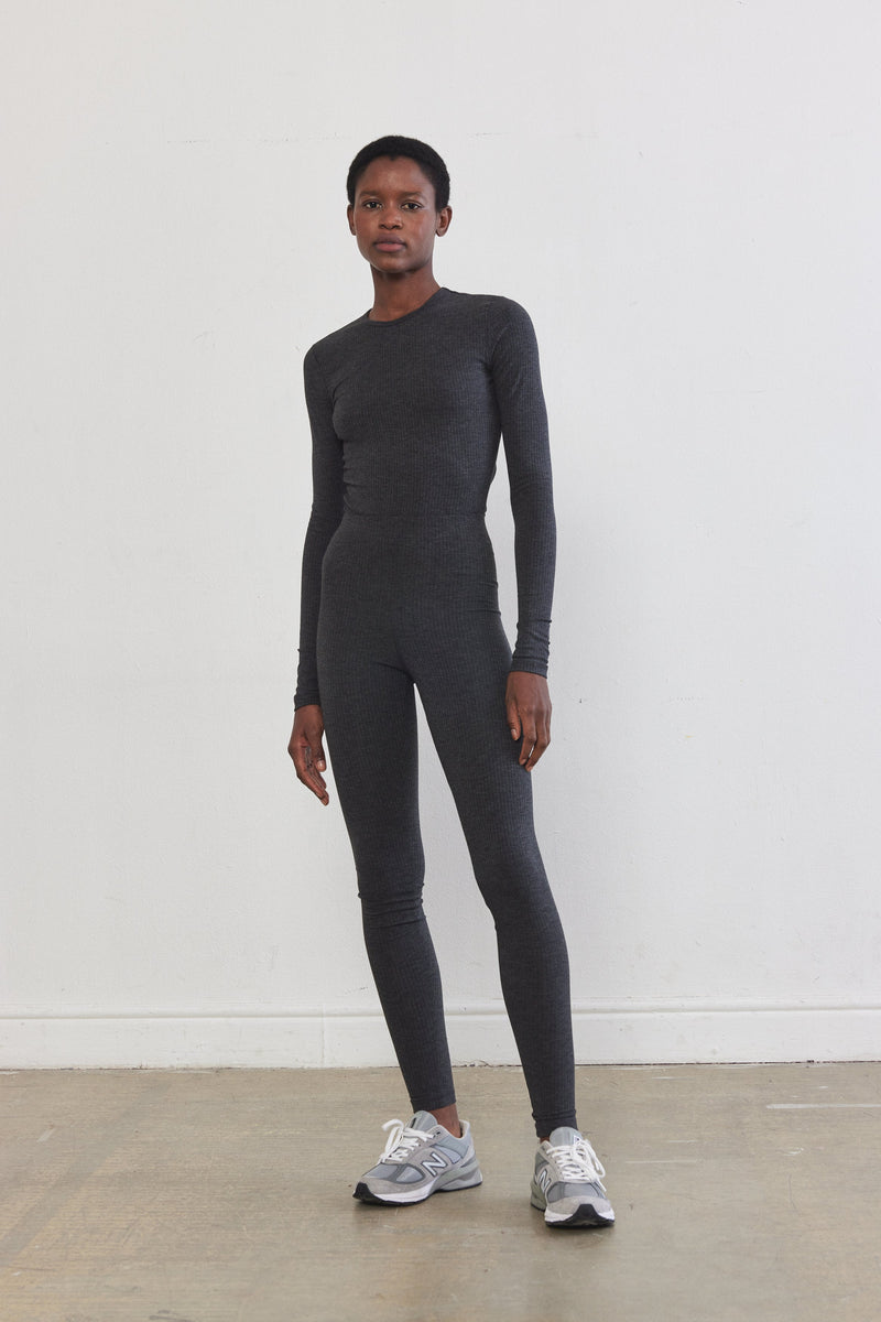 Open Back Ribbed Bodysuit