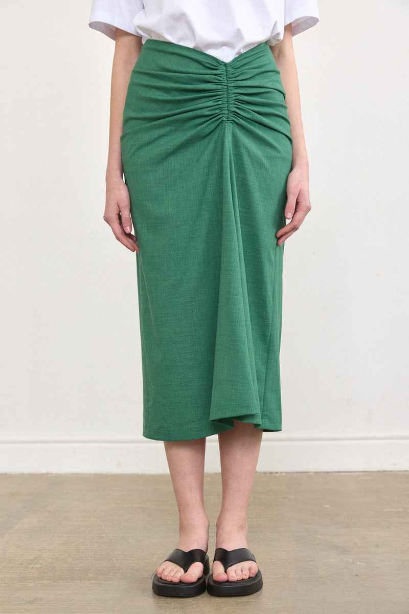 Gathered Midi Skirt