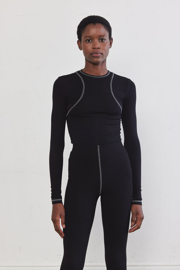 Halter Flat-Lock Ribbed Top