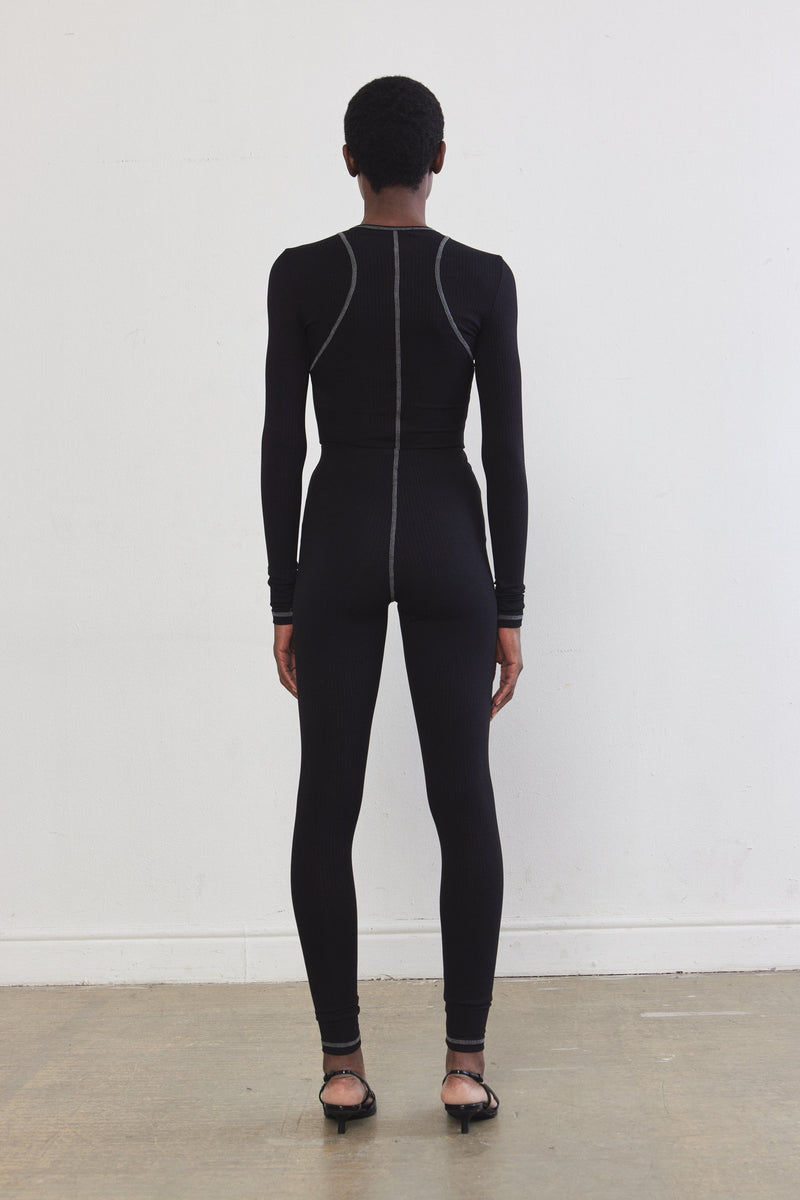 Ribbed Flat-Lock Leggings