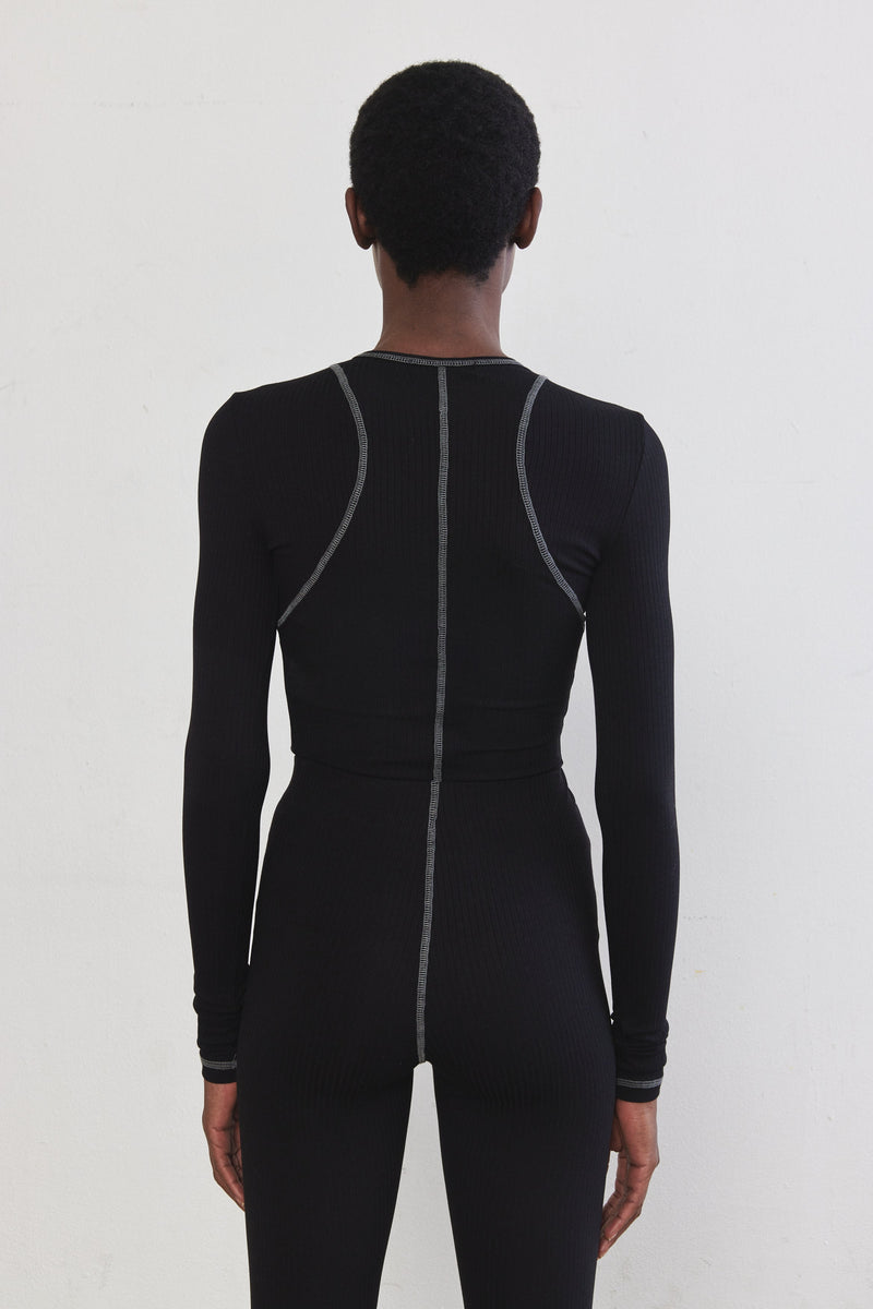 Halter Flat-Lock Ribbed Top
