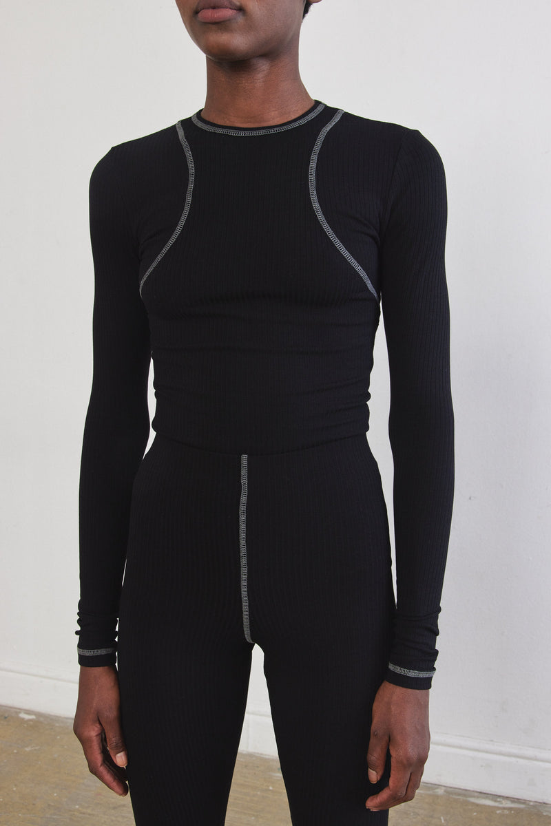 Halter Flat-Lock Ribbed Top