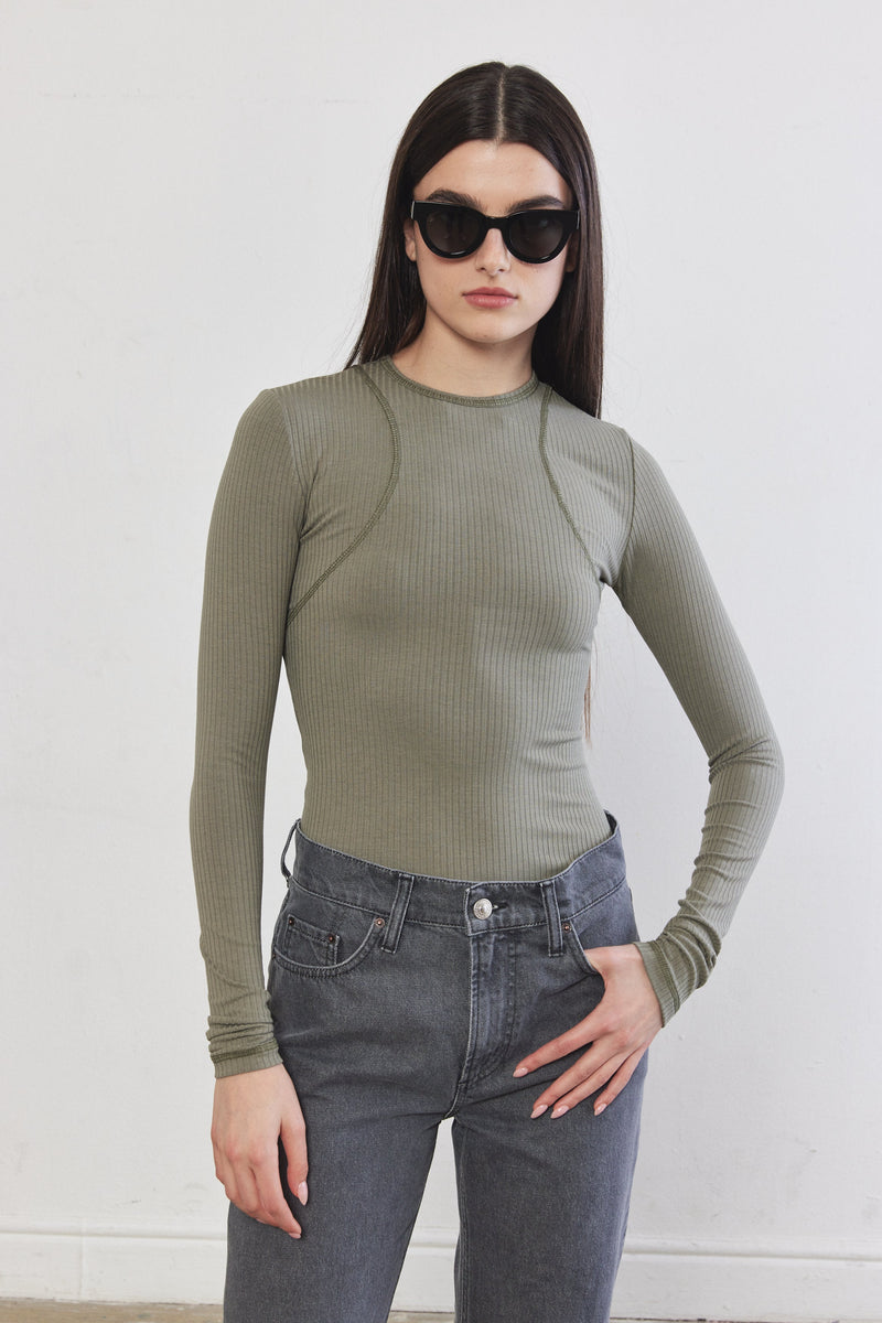 Halter Flat-Lock Ribbed Top