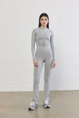 Ribbed Flat-Lock Flare Leggings