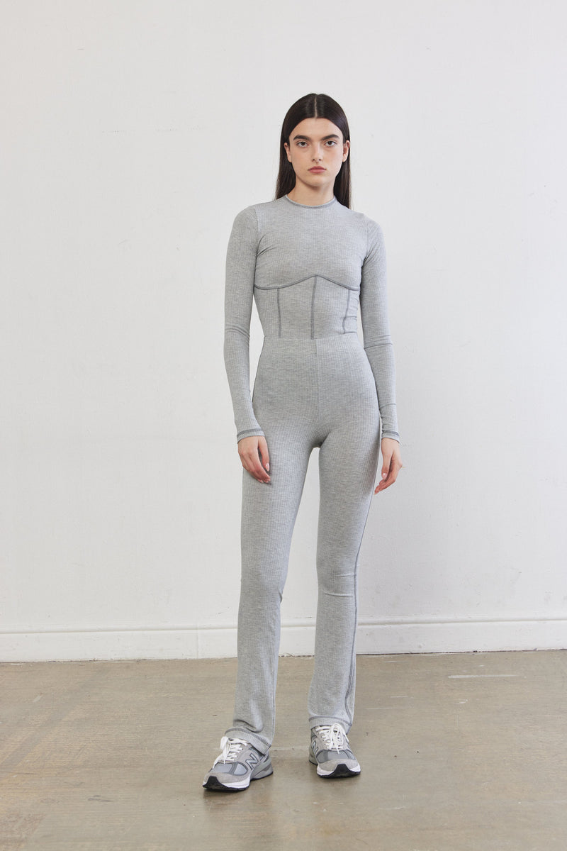 Ribbed Flat-Lock Flare Leggings