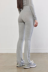 Ribbed Flat-Lock Flare Leggings