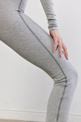 Ribbed Flat-Lock Flare Leggings