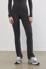 Ribbed Flat-Lock Flare Leggings