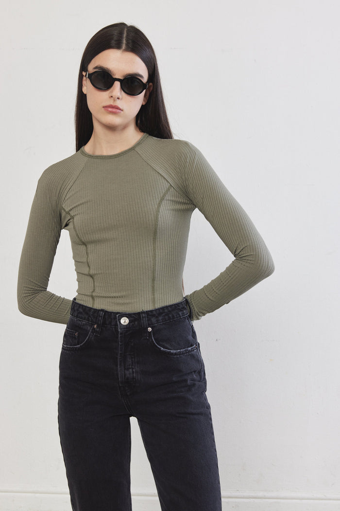 Princess Cut Flat-Lock Ribbed Top