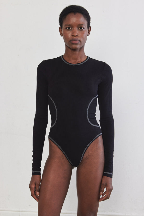 Flat-Lock Ribbed Bodysuit