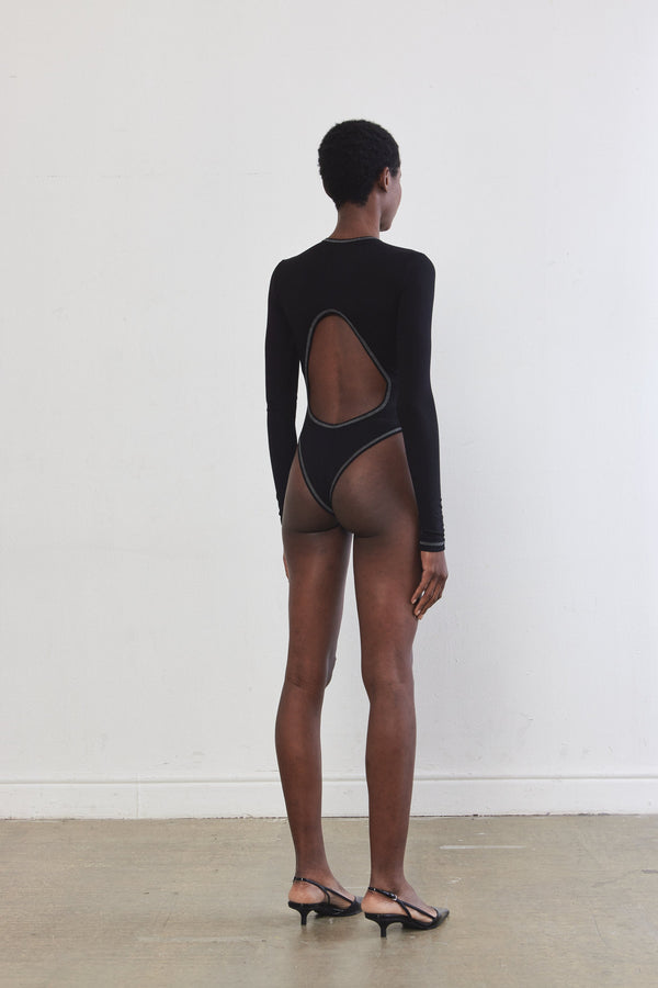 Open Back Ribbed Bodysuit