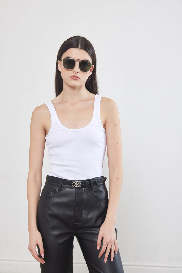 Round Neck Ribbed Top