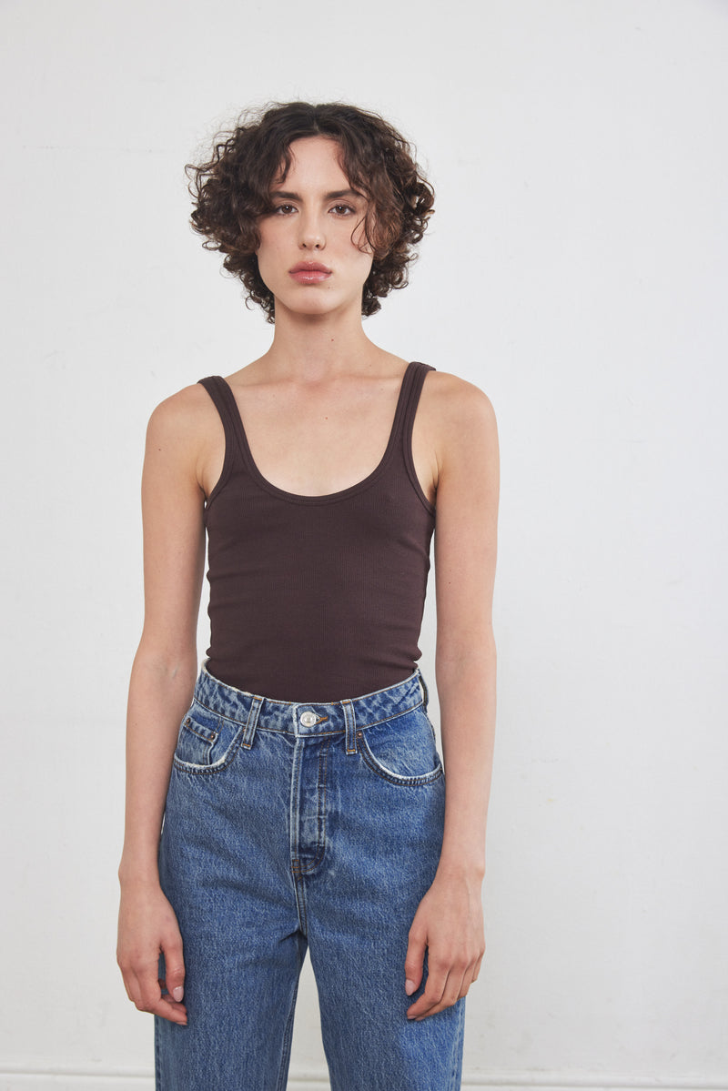 Round Neck Ribbed Top