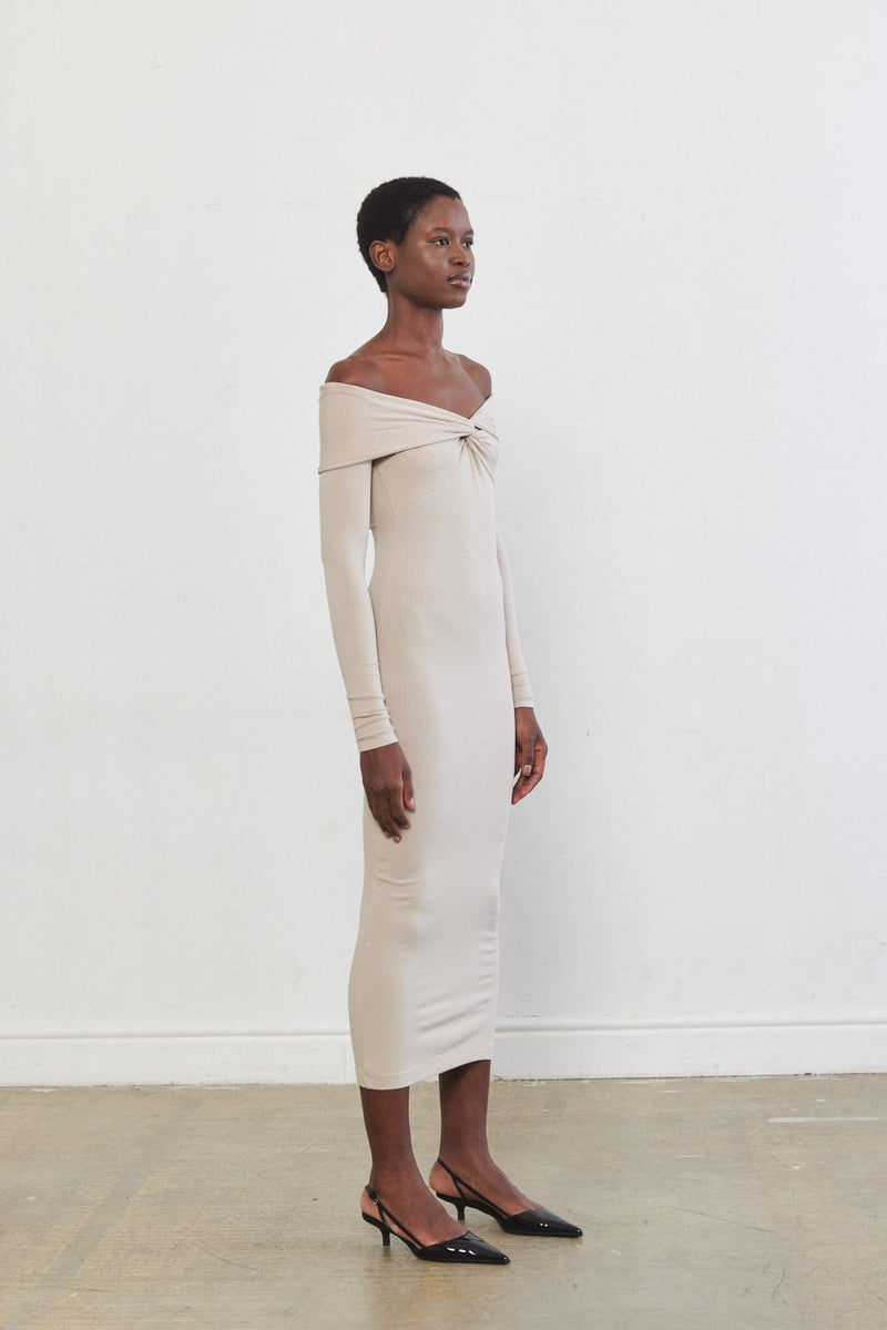 Off Shoulder Ribbed Dress