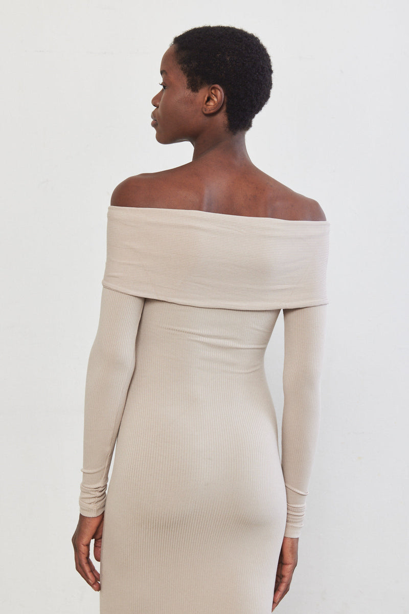 Off Shoulder Ribbed Dress